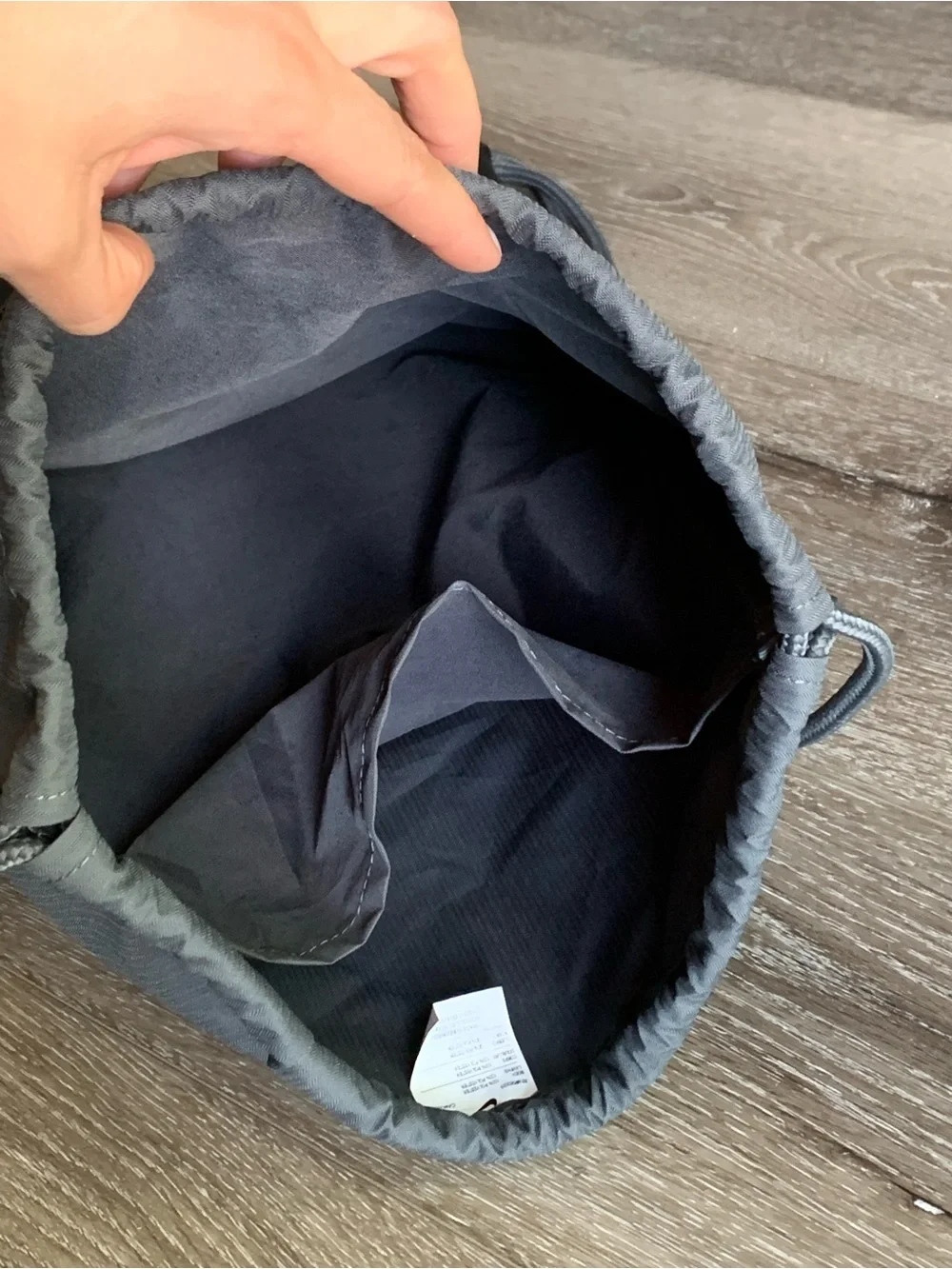Nike Gray Drawstring Backpack with White Swoosh